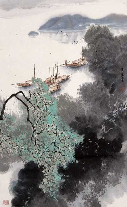杜应强 山水 立轴
